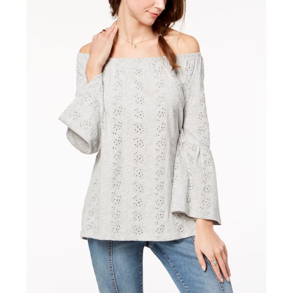 Style & Co Convertible Cotton Eyelet Top